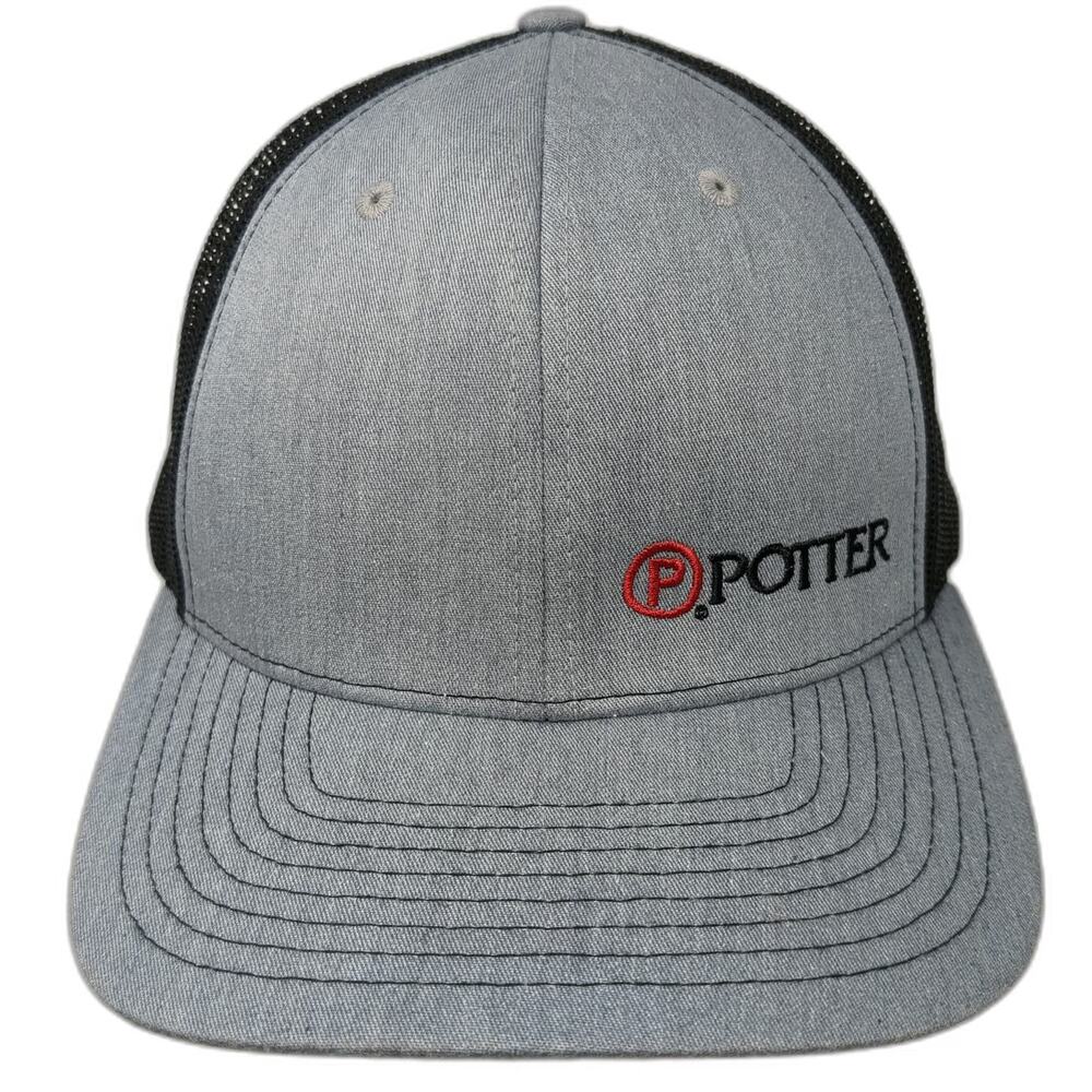 Richardson Trucker Hat Gray One Size Mesh Snapback 112 Potter Logo Embroidered